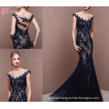 Alibaba Suzhou Cheap See Through Black Lace Applique Mermaid Evening Dresses 2017